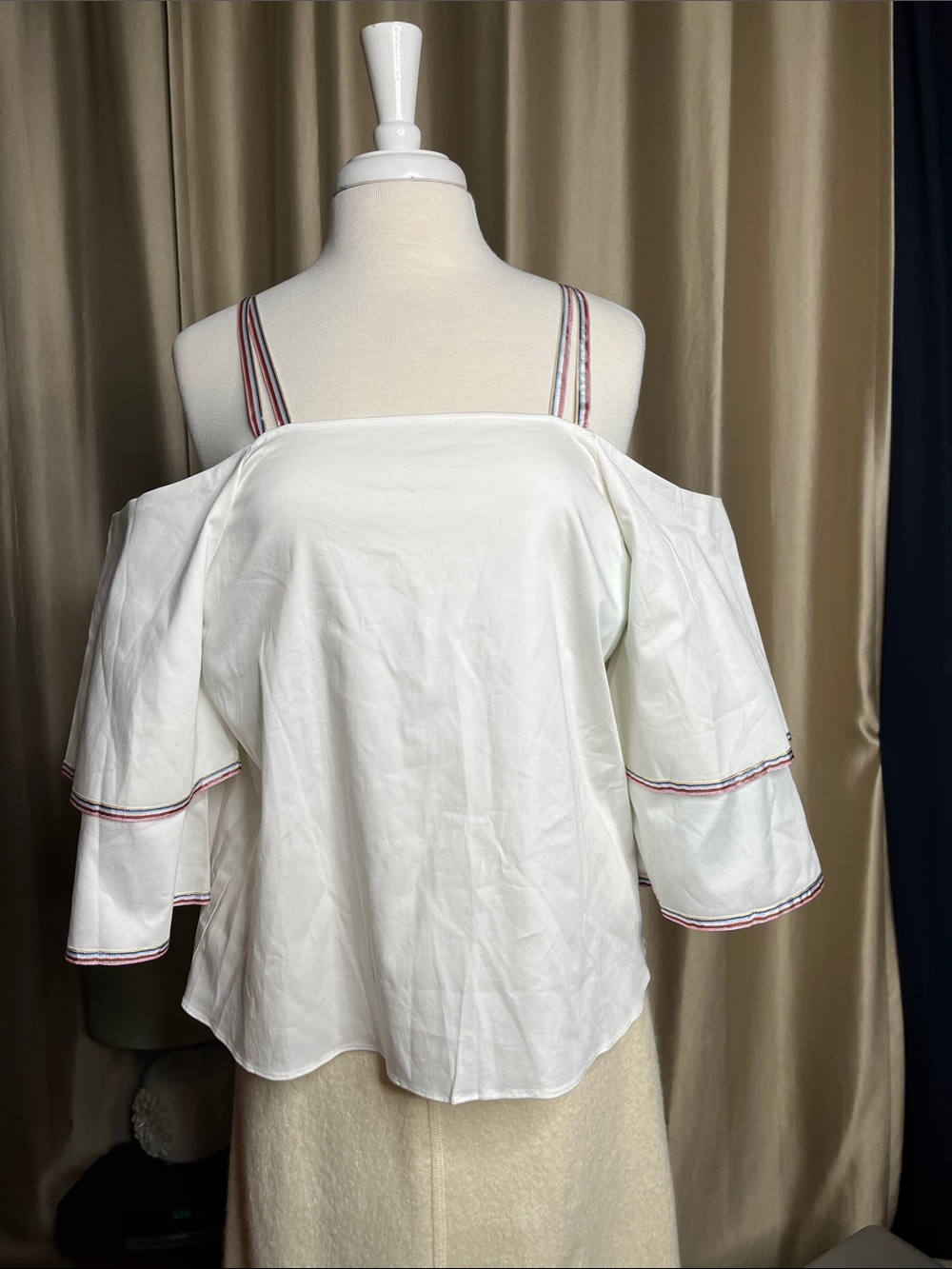 Devlin blouse NWT off shoulder poplin cotton flutter sleeve
